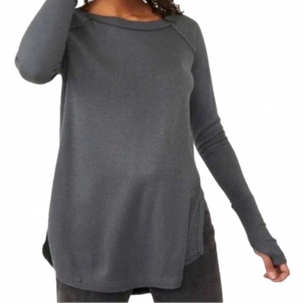 Free People Charcoal Knit Top